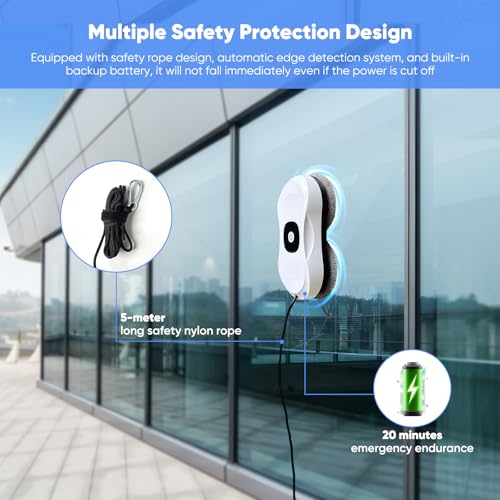 Fensterputzroboter, Elektrischer Fensterputzer mit Automatische Doppel-Sprühfunktion Fensterroboter mit 50ML Tank, 3 Reinigungsmodi, 10x Lappen, für Innen- und Außenfenster Window Cleaning Robot – Bild 5