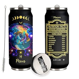 YOPIGOT Pisces Constellation Tumbler Zodiac Stainless Steel Tumbler Men Women Astrology Fans Birthday Gifts Zodiac Tumbler With Straw Lid Coffee Mugs Car Cup – 17 Oz
