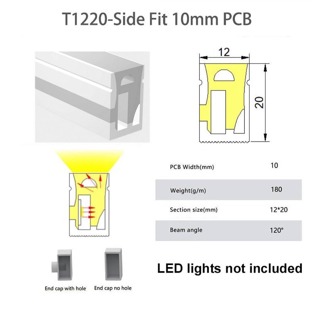 Tubo flexible de neón LED - Tira de luz de silicona impermeable, 1/2/3/4/5 m - Flexible y moldeable(White,1220-1m)