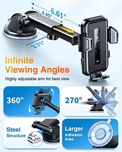 Image of VANMASS 2026【True Military Class】Mobile Phone Holder Car 【Strongest Suction Cup & Ventilation Clip】Mobile Phone Holder Car Mobile Phone Holder 360 Rotatable Car Holder for iPhone 17 Pro Max /17 Air /16