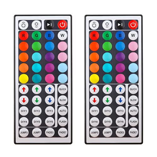 Yiliaw 2 Pack 44 Key RGB LED Strip Light Remote Controller,Wireless Dimmer IR Remote Control Replacement, for SMD 5050 3528 2835 RGB LED Light Strip