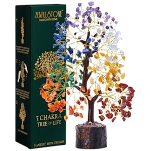 7 Chakra tree of life Crystal Healing Money Tree for Home Living Decor, Office Desk Decor | Handmade Feng Shui Bonsai for Positive Energy, Wealth & Good Luck | Birthday Gifts for Men, Women, Mom