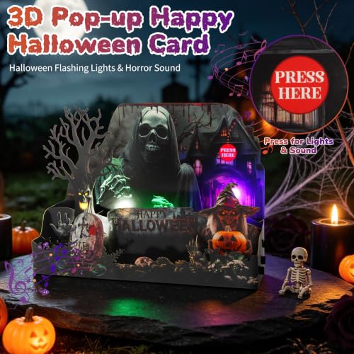 Tcamp Halloween Cards for Kids, Pop Up Happy Halloween Cards with Envelope - image 3