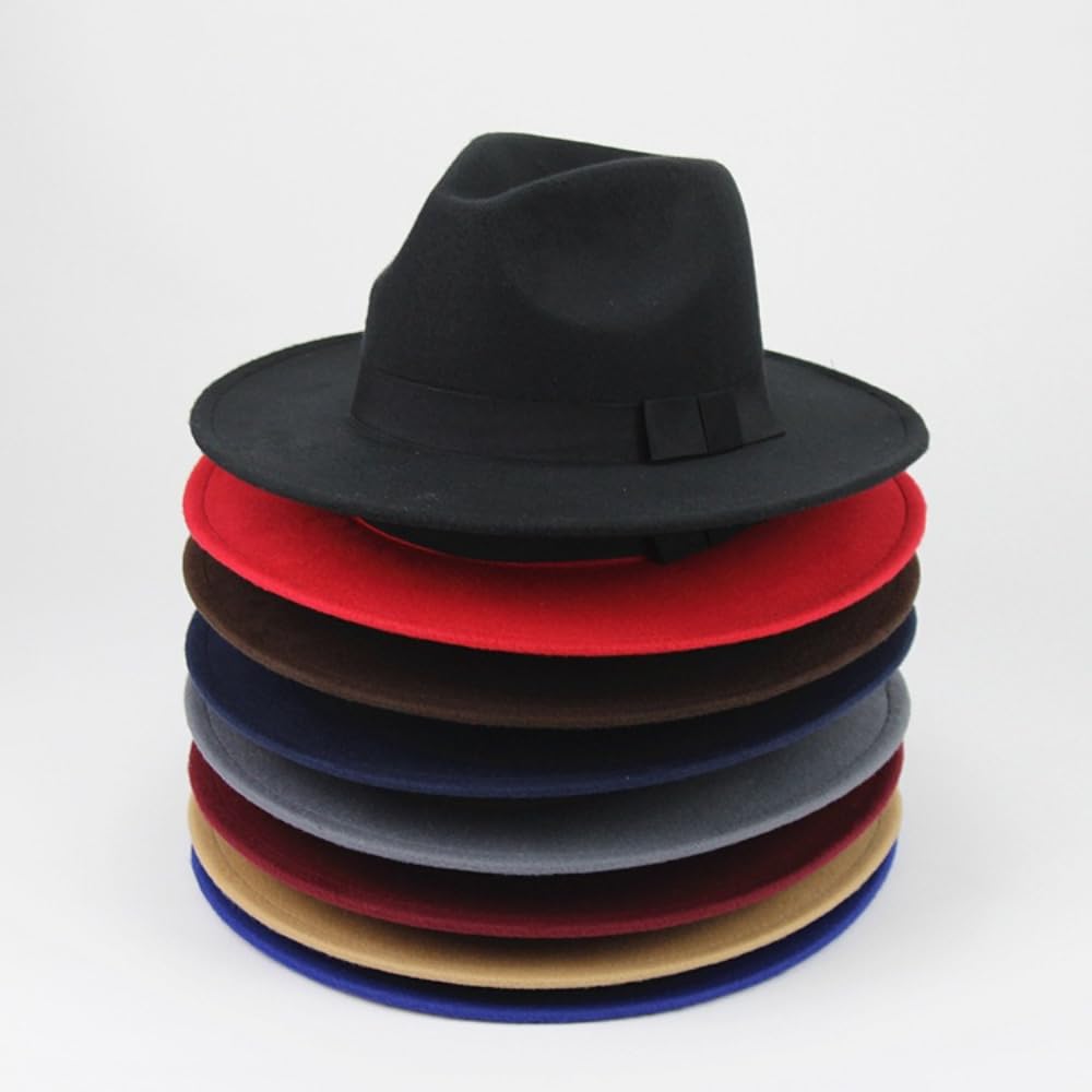 1 Stück Vintage Jazzhut Fedora Hut Mode Filz Gangster Hüte für Damen und Herren Trilby Hut Filzhut Breiter Krempe Sommer Sonnenhut für Tägliches Tragen Maskerade Outdoor Aktivitäten,Grau