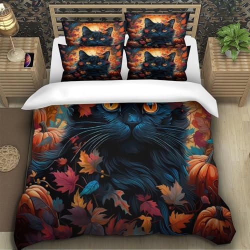 Housse de couette chat noir 3D avec fermeture éclair résistante - 5