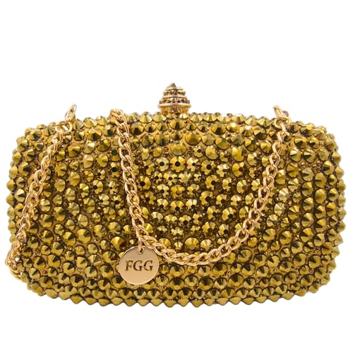 Image of Boutique De FGG Mini Crystal Clutch Purse for Women Formal, Spikes Rhinestone Clutch Evening Bag, Wedding Party Handbag