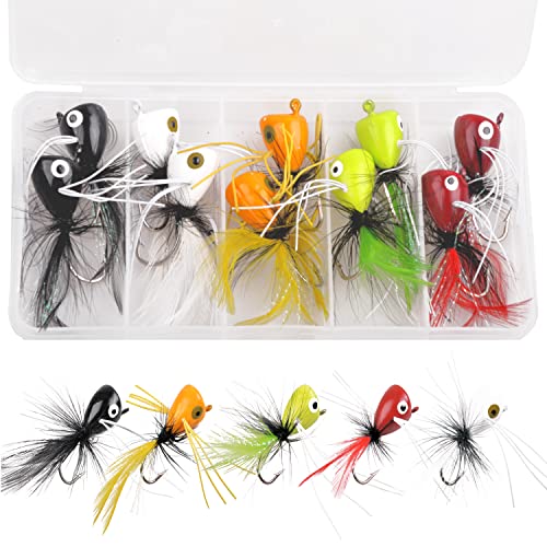 Fly Dry Flies Kit,Foam Float Fishing Bass Popper Fishig Lure Colorful Fly Tying Set Topwater Panfish Bait Bugs Trout Bobber Lure Bluegill Salmon 10pcs