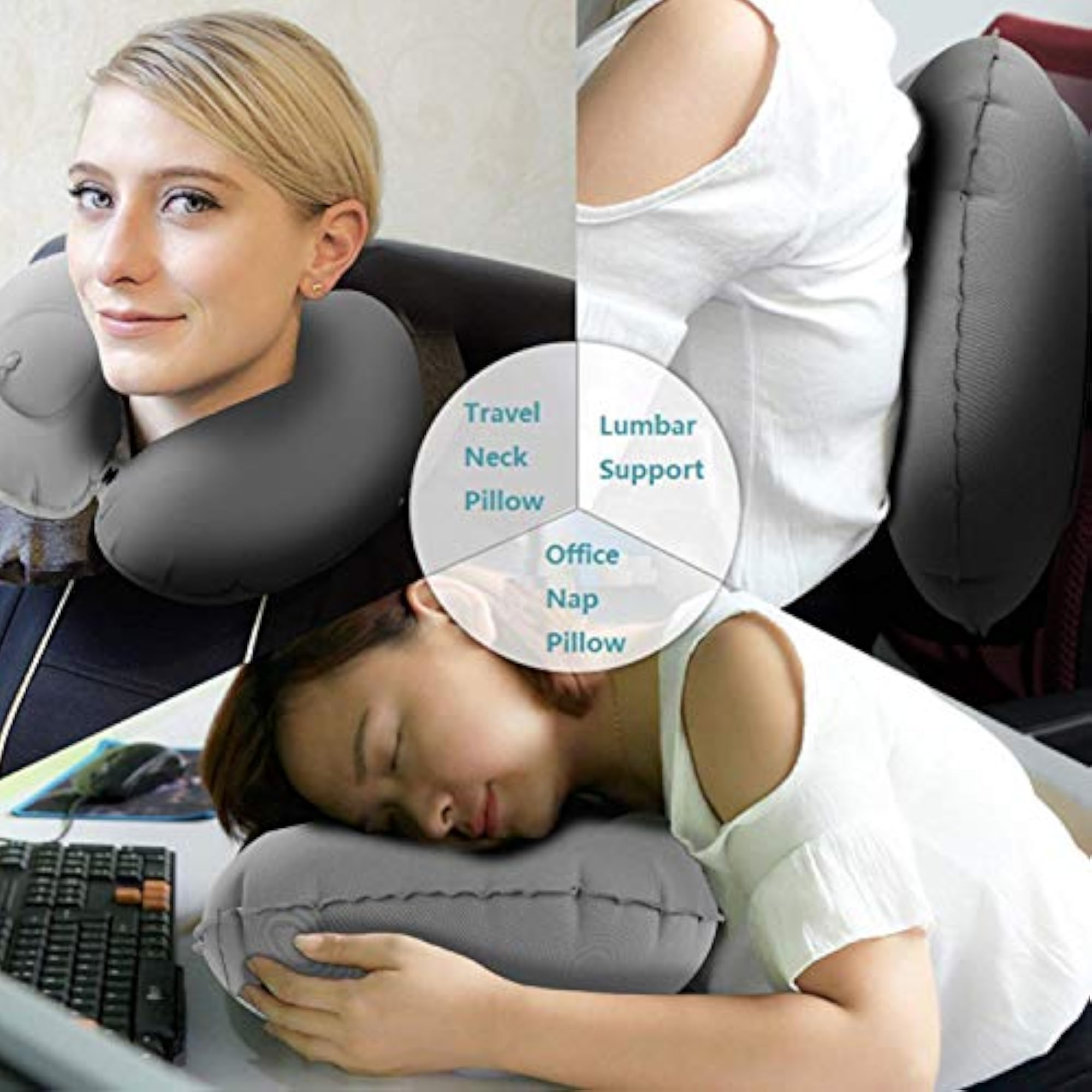 Automatic Air Inflatable U-Shape Travel Pillow