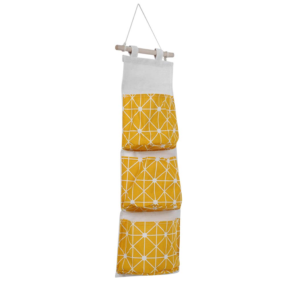 Przechowywanie na ścianie, Przechowywanie ścienne Szafa na ścianę Wiszące Woreczki do Przechowywania z 3 Kieszeniami 2pcs Nad Drzwiami Wiszące Półki do Sypialni łazienka (YELLOW)