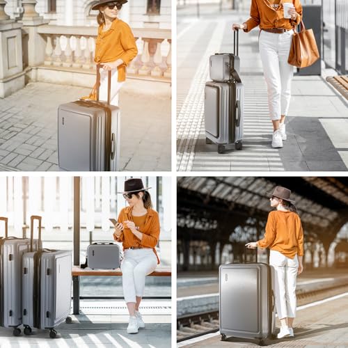 Image of Hard Shell Luggage Sets with Spinner Wheels 4 Piece, Expandable Large Suitcases with TSA Lock, Travel Large Suitcase Set, Teal Luggage Set