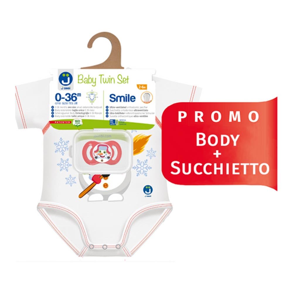 J Bimbi Baby Twin Set Pupazzo Di Neve Body Neonato 0-36 Mesi +Succhietto 2-6Mesi - 4