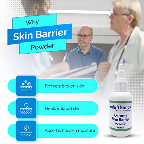 safe n39 simple stoma skin barrier powder - 1 oz - medicated protective skin barrier powder - skin barrier protection ostomy powder supplies - stoma adhesive powder