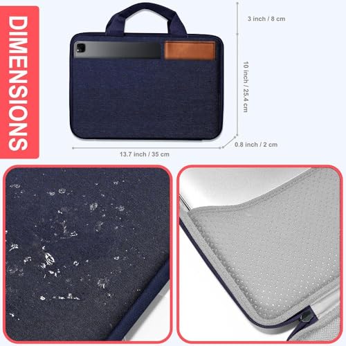 Image of Hseok Laptop Case 13.3-14 Inch Sleeve,TSA Shockproof Computer Handbag,Compatible with MacBook Neo /Pro 14 M5 /M4 /M3 /M2 /M1,All Models 13.3 inch MacBook Air /Pro,XPS 13 /14,Most 13-14 Notebooks,Blue