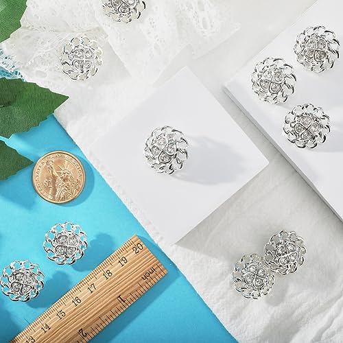 GORGECRAFT 10Pcs Rhinestone Buttons Sew On Flower Rhinestones Crystal Button Flower Shape Decorative Buttons Applique Embellishments in Clothes DIY Jewelry Decoration for Wedding Party Bouquet - Image 3
