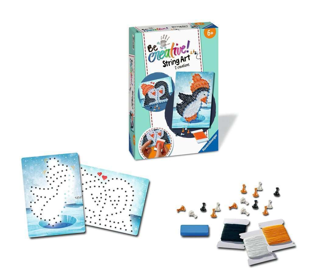 Ravensburger – Be Creative – String Art Midi – Penguin – Pinguino – Quadro in filo teso – Creazione di oggetti – Tempo libero – Attività rilassante e creativa – Da 6 anni – 18244