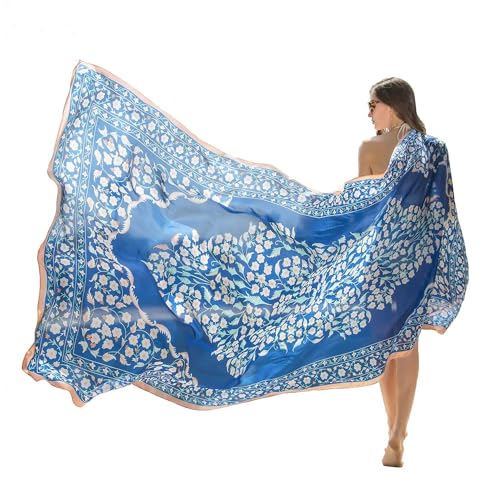 DANA XU Women's 100% Mulberry Silk Pashmina Shawl and Wraps Extra Large Floral Scarf for Evening Dresses, Soft Oversized