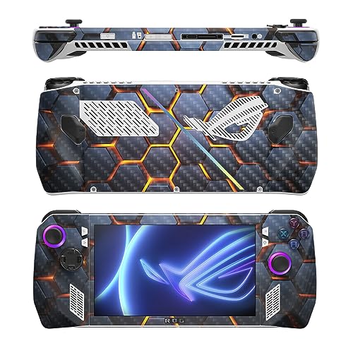Image of MightySkins Carbon Fiber Skin Compatible with Asus ROG Ally - Lava Hex | Protective, Durable Textured Carbon Fiber Finish | Easy to Apply, Remove, and Change Styles