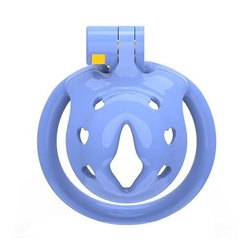 HYSHGJY Male Chastity Device Resin Penis Cage with 5 Rings Breathable Super Light Small Cobra Cock Cage Lock WX-1 (Blue) - Blue