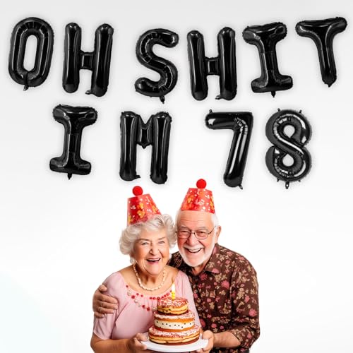 Image of Oh I'm 78! Latex Balloons 16 Inch Black Hallo Seventy Eight Cheers to 78 Years Old Theme Decor for Man Woman Happy 78th Birthday Party Photo Studio Prop Flag Decorations Favors Supplies