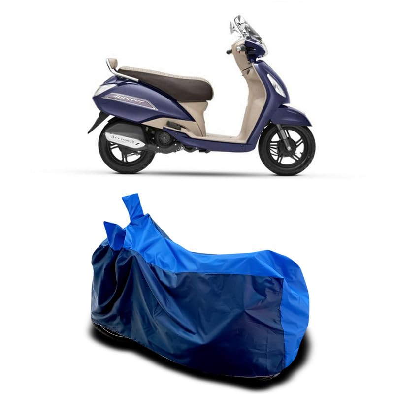Image of DUFFEL-Two Wheeler Bike Body Cover Compatible for Tvs Jupiter Heat Protectio /UV-Rays /Birds Dropping /DustProof /Waterproof All Variants [Nevay Blue]