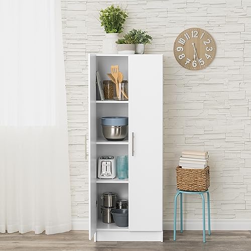 Image of Prepac Elite 24 inch Storage Cabinet, White Storage Cabinet, Bathroom Cabinet, Pantry Cabinet with 3 Shelves 16 inch D x 24 inch W x 65 inch H, WES-2464