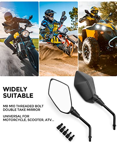 Kemimoto MIRROR003 Universal Motorcycle Mirrors, Convex Handlebar Rear View Side Mirror With M8 M10 Bolt, Compatible With Bike, Scooter, Atv, Utv, Dirt Bike And More thumb #4