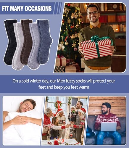 Image of MQELONG Fuzzy Socks for Men & Women Cozy Fluffy Winter Warm Slipper Socks