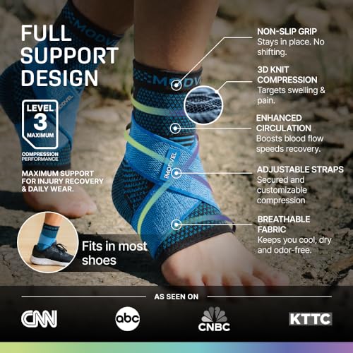 Image of Modvel Foot & Ankle Brace Socks with Adjustable Support Strap - Compression Sleeve for Sprained Ankle, Plantar Fasciitis Relief Tendonitis & Arthritis, Stabilizing Foot & Ankle Support for Women & Men