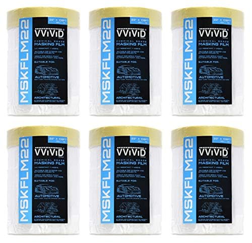 Image of VViViD Chemical Grade Heavy-Duty Self-Adhesive Tape and Drape Masking Film Plastic Drop Cloth (12 Pack (22 inch x 108ft))
