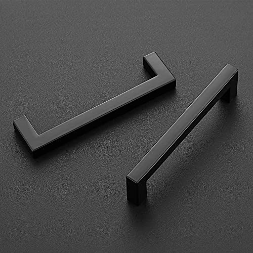 Image of Ravinte 30 Pack 5 Inch Stainless Steel Cabinet Handles Square Cabinet Pulls Matte Black Cabinet Hardware Kitchen Cabinet Drawer Pulls Come with Screwdriver