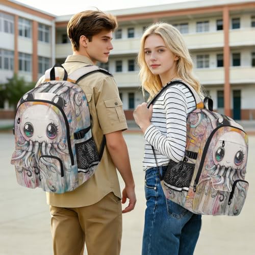 Mochila para laptop de 17.5 pulgadas con diseño de medusas blancas 7