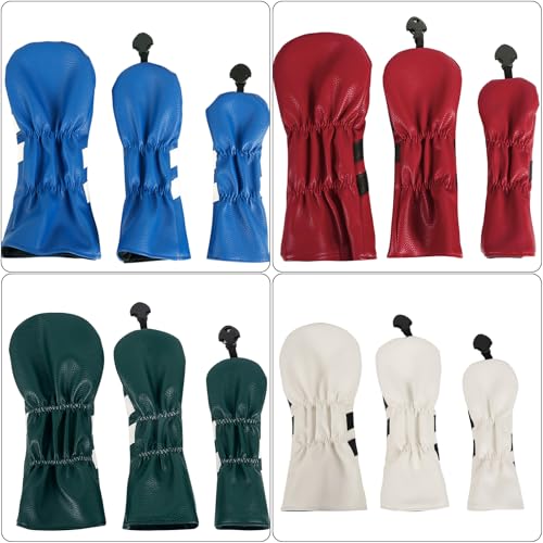 Couvre-clubs de golf en cuir synthétique à rayures pour bois - 4