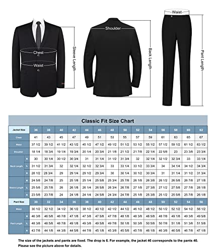 AMY ZHU Men's Classic Fit 2 Piece Suit – Suit Jacket & Dress Pants 2 Button for Business Wedding Prom2