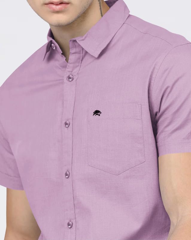 Image of BRUCEWANE Men's 100% Cotton Half Sleeve Shirt