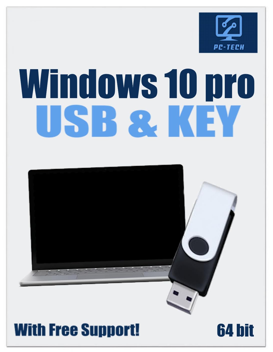 PC-TECH Chiave di installazione e attivazione USB avviabile per Windows 10. Riparare e ripristinare PC, laptop e desktop. Chiave di attivazione e installazione USB inclusi. Supporto tecnico gratuito!