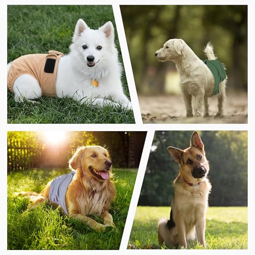 Image of Dog Diapers 5 Pack,Washable Female Diaper for Doggie,Highly Absorbent Dog Diaper,Adjustable Leakproof Puppy Diapers Skirt for Heat,Incontinence,Period Doggy Nappies