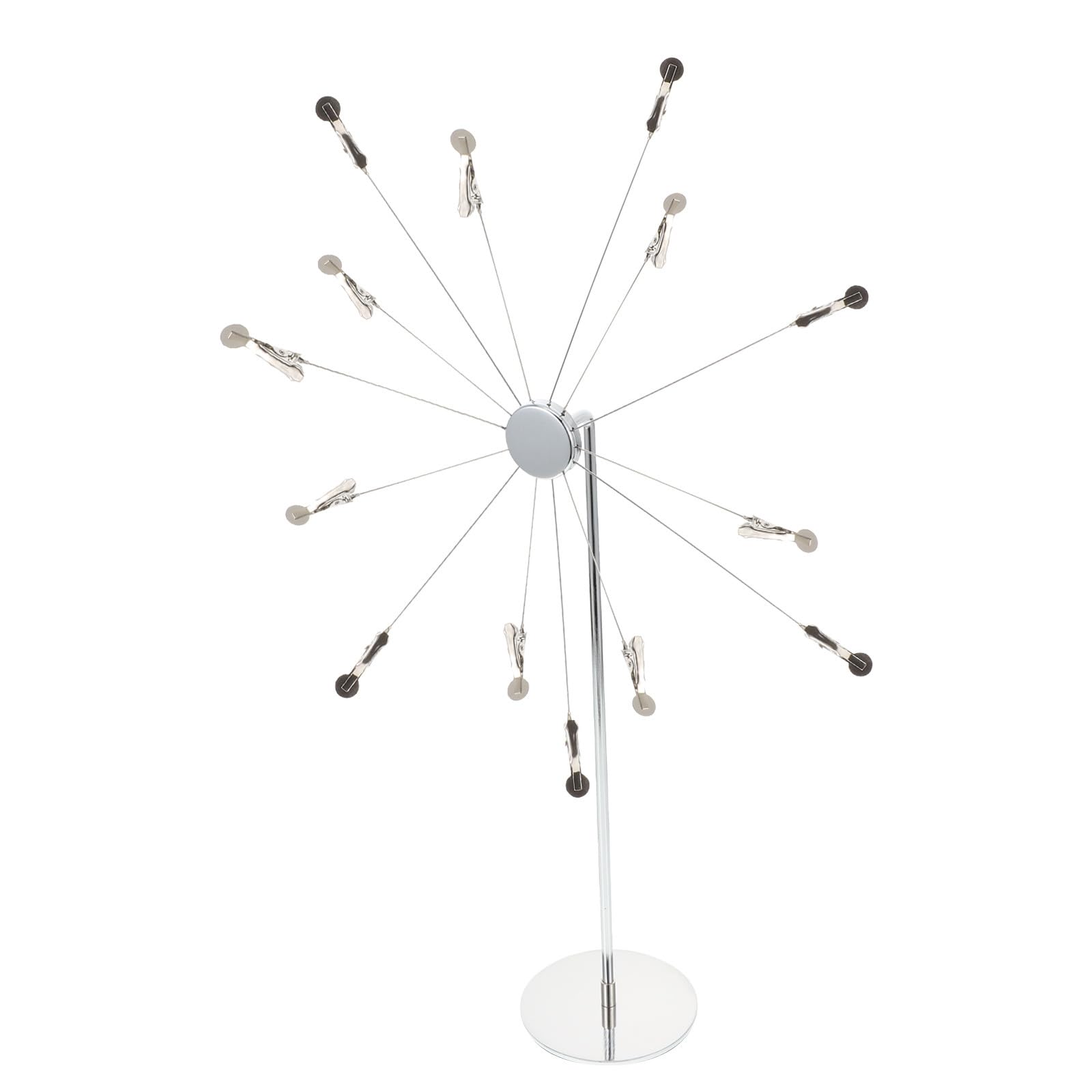 Porte-photo de bureau grande roue argentée à 14 clips pour cartes