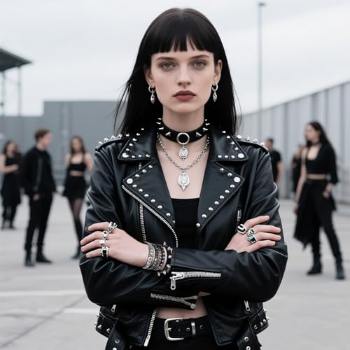 3 Pcs Halloween Leather Punk Bracelet Punk Rock Leather Bracelets for Women 80s Goth Rock Wristband Cuff Adjustable Wrap Wrist Cuffs2