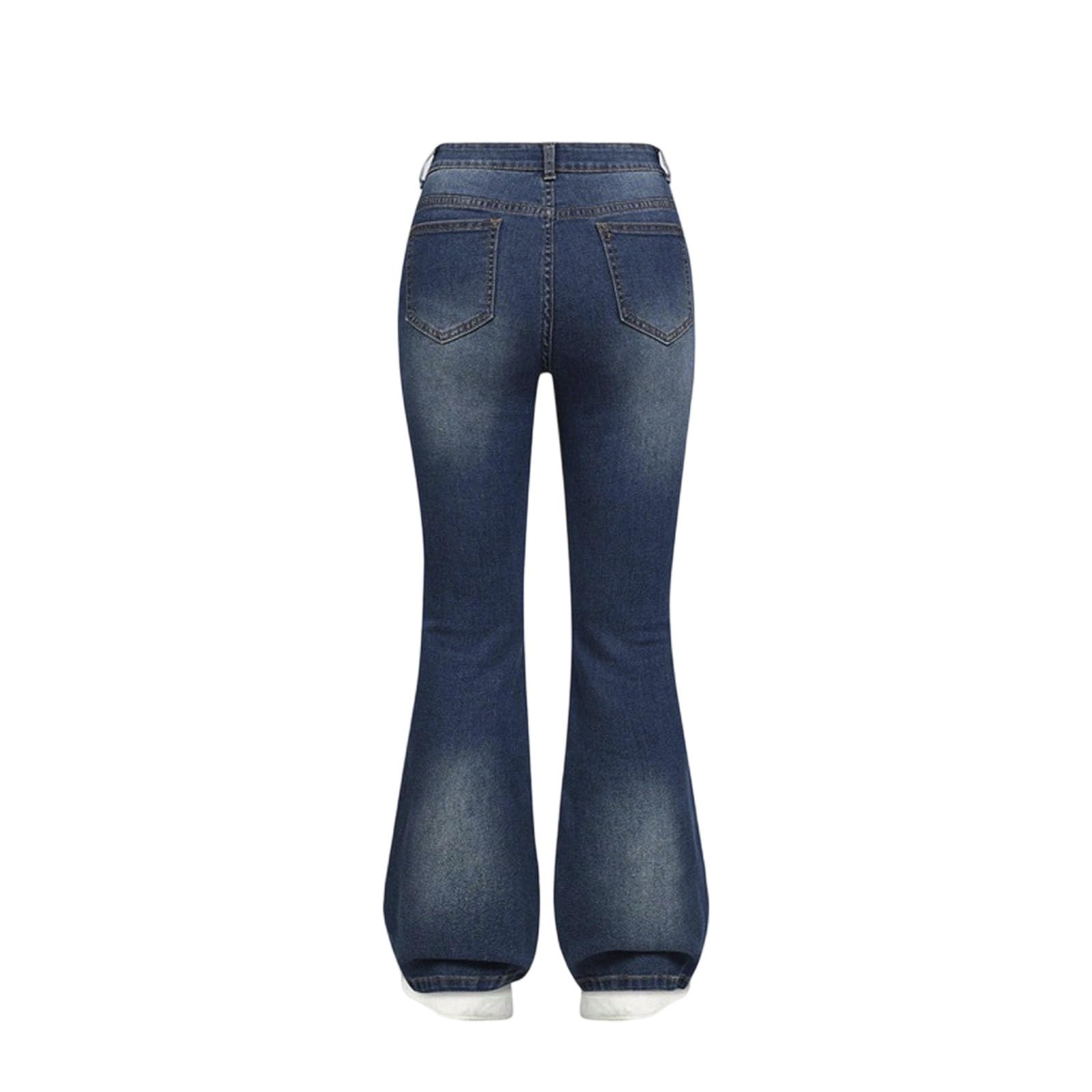 Jeans a Zampa Elasticizzati per Ragazze, Comodi Pantaloni in Denim Attillati, Abbigliamento Casual alla Moda per Adolescenti, Vita Elastica, Tessuto Morbido, Cuciture Resistenti