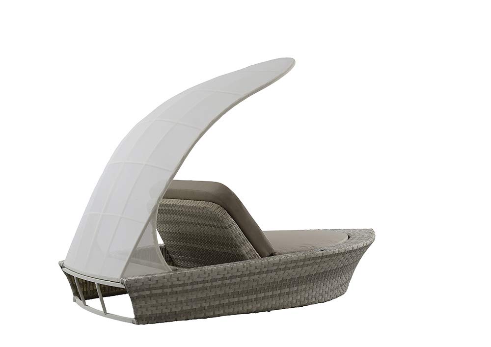 Strandkorbwerk Loungemöbel AHOI Harkers Island Duo - Outdoor Sonneninsel Schiff â€“ NEUHEIT mit Gasdruckfedersystem Gartenlounge Outdoor Lounge für Garten, Terrasse oder Balkon