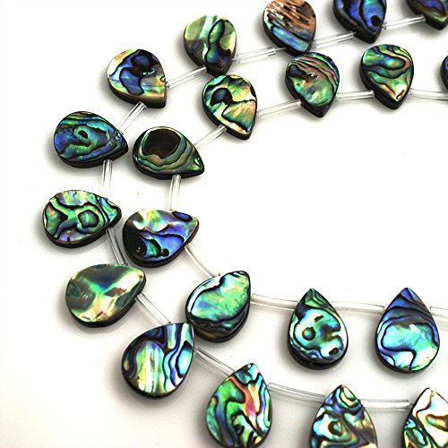 13x18mm Natural Flat Teardrop Abalone Shell Semi Precious Gemstone Beads for Jewelry Making (22pcs/Strand)