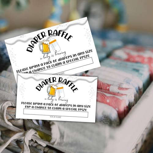 Image of Lashicorn Beer Brewing Diaper Raffle Baby Shower 50pk 2x3.5 inch Bring Any Size for Chance to Win Invitations Brew Tower Books For Game Belly Advice