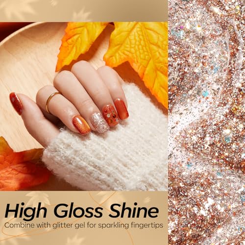 Image of modelones Glitter Gel Nail Polish Set, 6 Colors Geometric Shapes Star Gold Glitter Ornament Gel Polish Collection with Wooden Stick All Seasons Soak Off LED Manicure DIY Gift