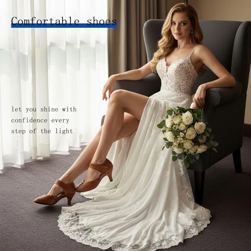 Image of Women's Comfortable Mary Jane Pumps Vintage Cutout Closed Toe Kitten Heels for Dressy Office Work