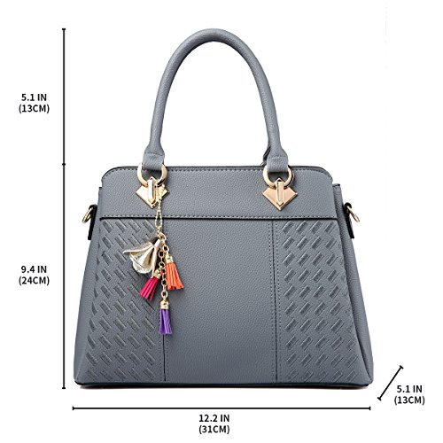 Womens Purses and Handbags Ladies Designer Satchel Tote Bag Shoulder Bags, Gray