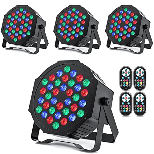DELIBANG 4 Pcs LED Par Luces de Escenario,36 LED RGB Luces Discoteca con Sonido Activado Control...