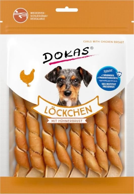 Dokas Snack Natural | Espirales con Pechuga De Pollo | 9 x 120 Gr |