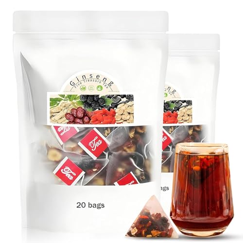 Kidney Tea Formula Ginseng Six Treasure Tea, Ginseng Six Treasure Tea, Kidney Tea Formula Ginseng Five Treasure Tea, Organic Kidney Cleanse Tea, Chinese Natural Herbal Tea for Men Women (2pc)