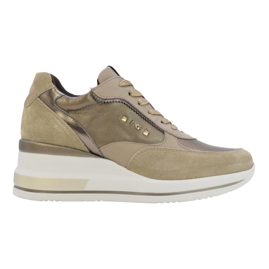 Nero Giardini I514130D Sneakers Femme en Cuir Velours, Vernis, Cuir Et Matière Technique