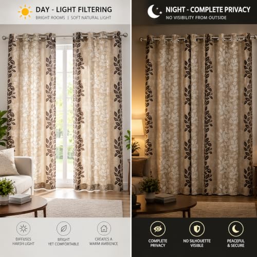 Image of FLORANCIA Polyester Eyelet Door Curtains 7 Feet Long (205 cm) Pack of 5